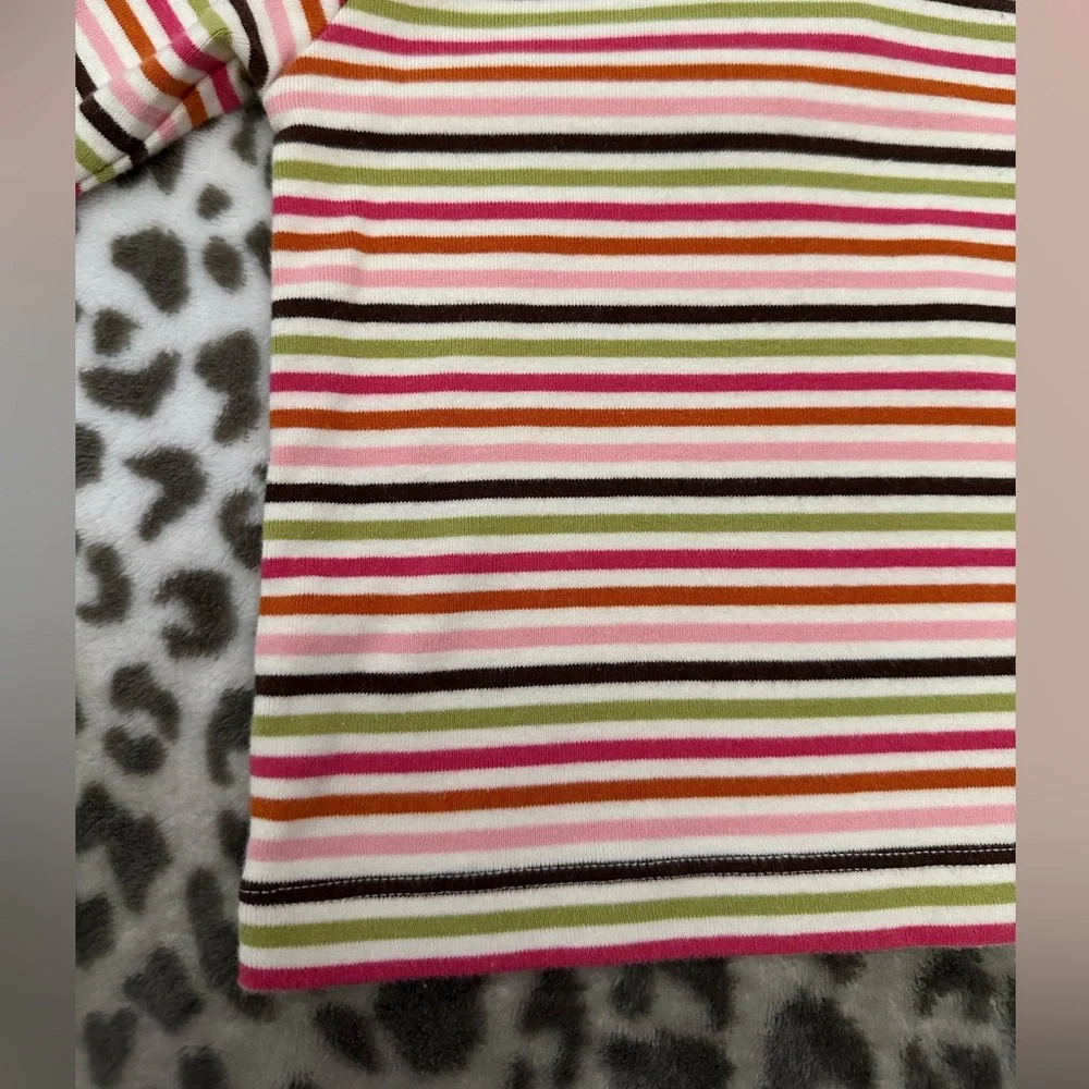 NWOT 2005 Gymboree Ruffle Turtleneck in Pink Brown Green Stripe Size 6-12 Months